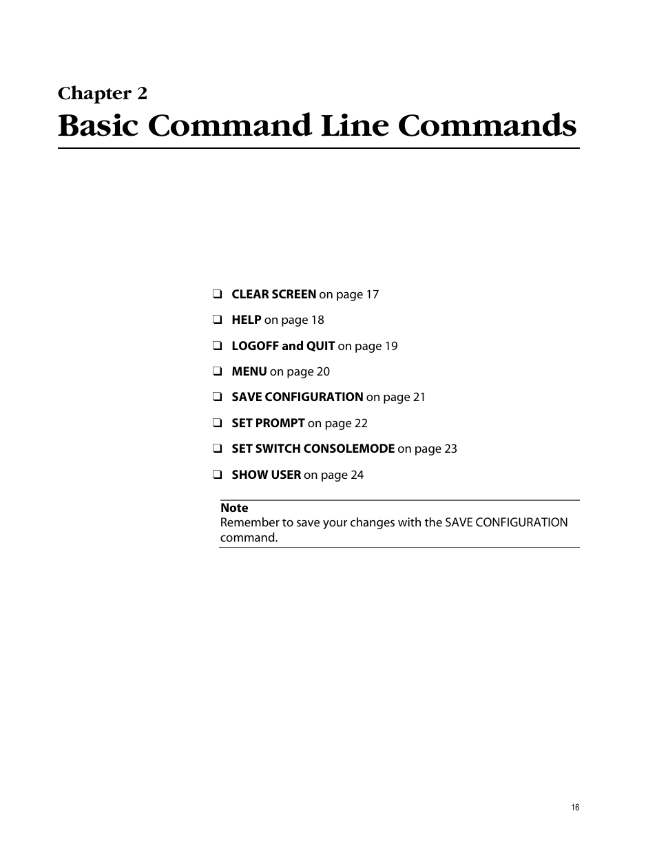 Chapter 2, Basic command line commands | Allied Telesis AT-S39 User Manual | Page 16 / 203