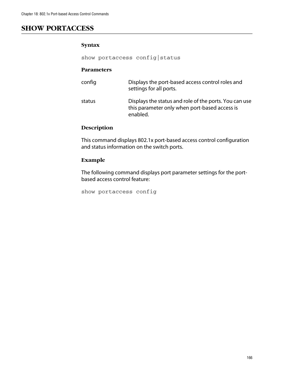 Show portaccess | Allied Telesis AT-S39 User Manual | Page 166 / 203