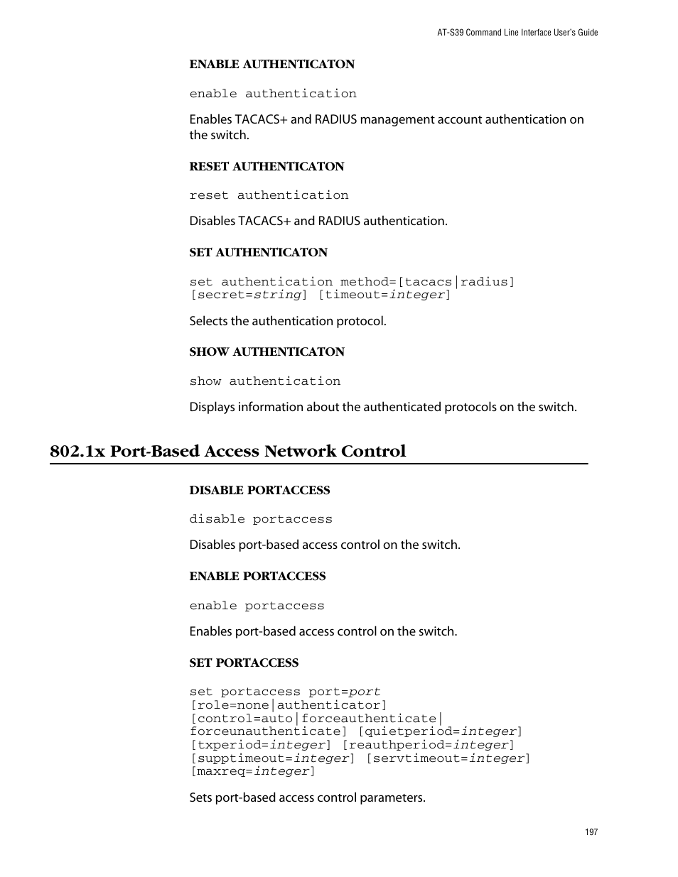 1x port-based access network control | Allied Telesis AT-S39 User Manual | Page 197 / 203