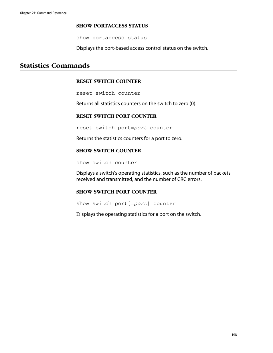 Statistics commands | Allied Telesis AT-S39 User Manual | Page 198 / 203