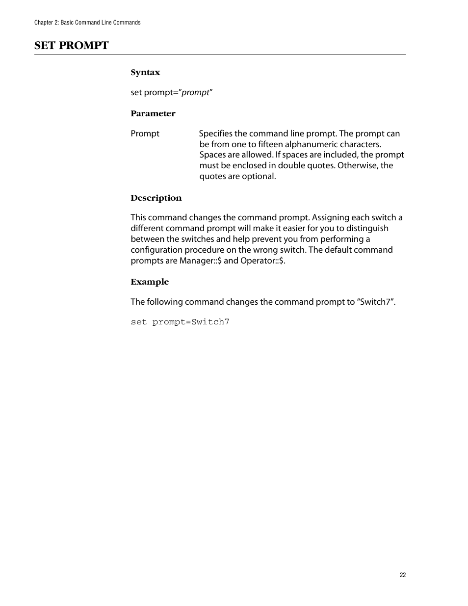 Set prompt | Allied Telesis AT-S39 User Manual | Page 22 / 203