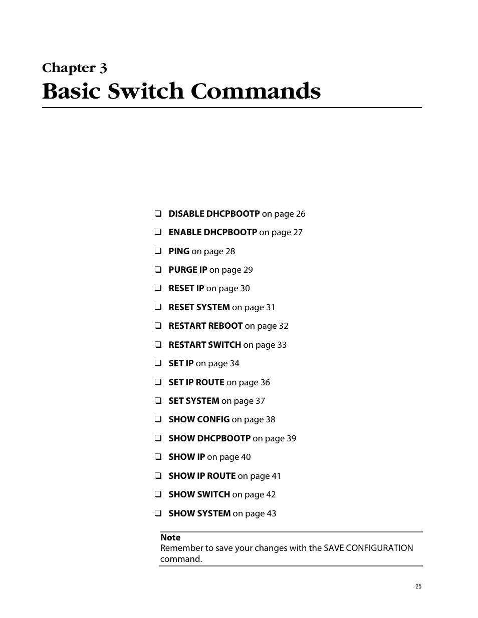 Chapter 3, Basic switch commands | Allied Telesis AT-S39 User Manual | Page 25 / 203