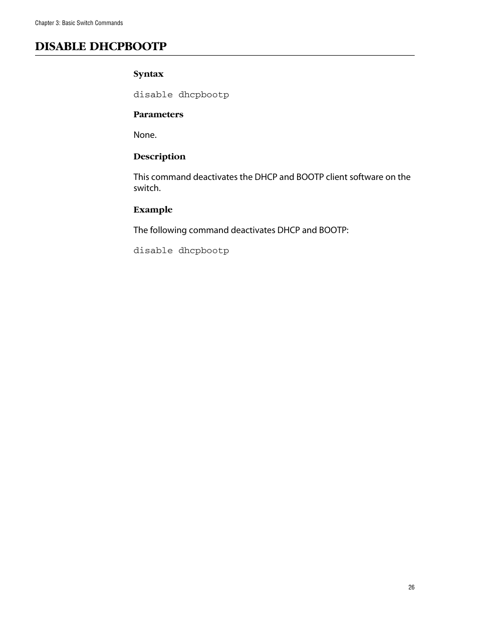 Disable dhcpbootp | Allied Telesis AT-S39 User Manual | Page 26 / 203