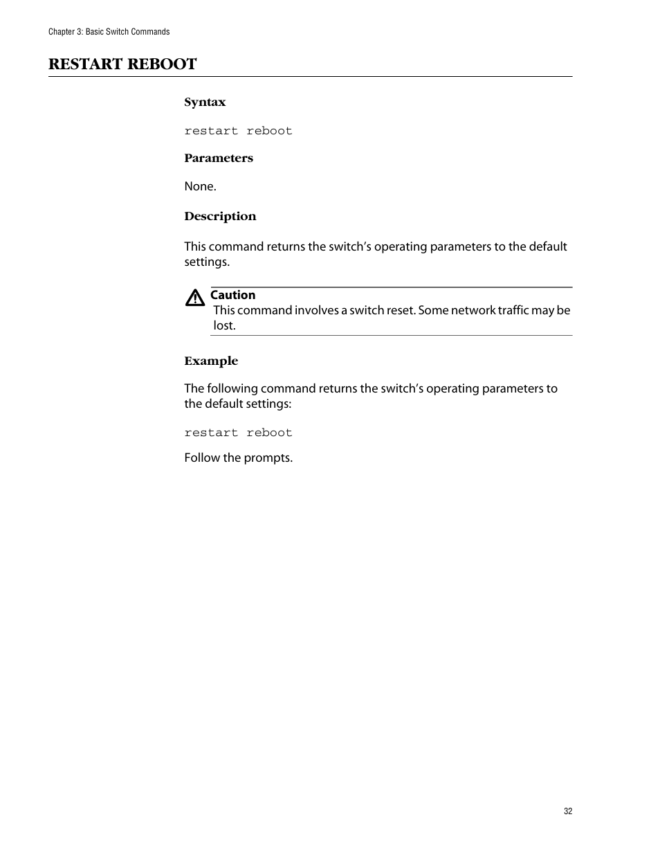 Restart reboot | Allied Telesis AT-S39 User Manual | Page 32 / 203