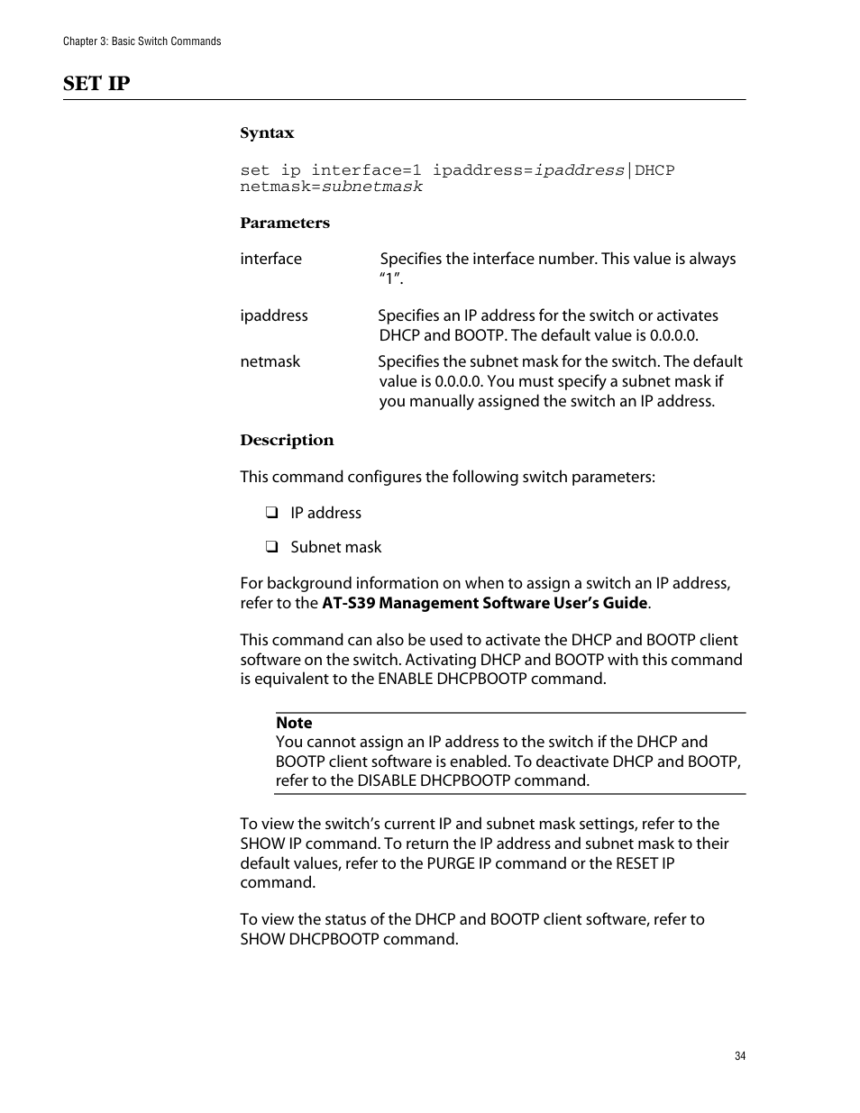 Set ip | Allied Telesis AT-S39 User Manual | Page 34 / 203