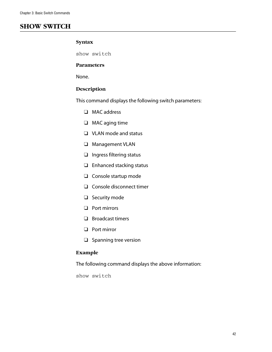 Show switch | Allied Telesis AT-S39 User Manual | Page 42 / 203