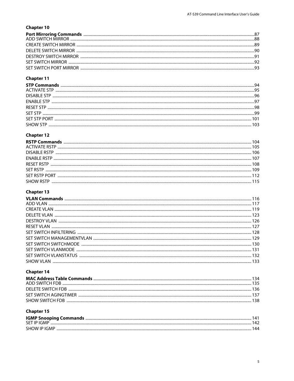 Allied Telesis AT-S39 User Manual | Page 5 / 203