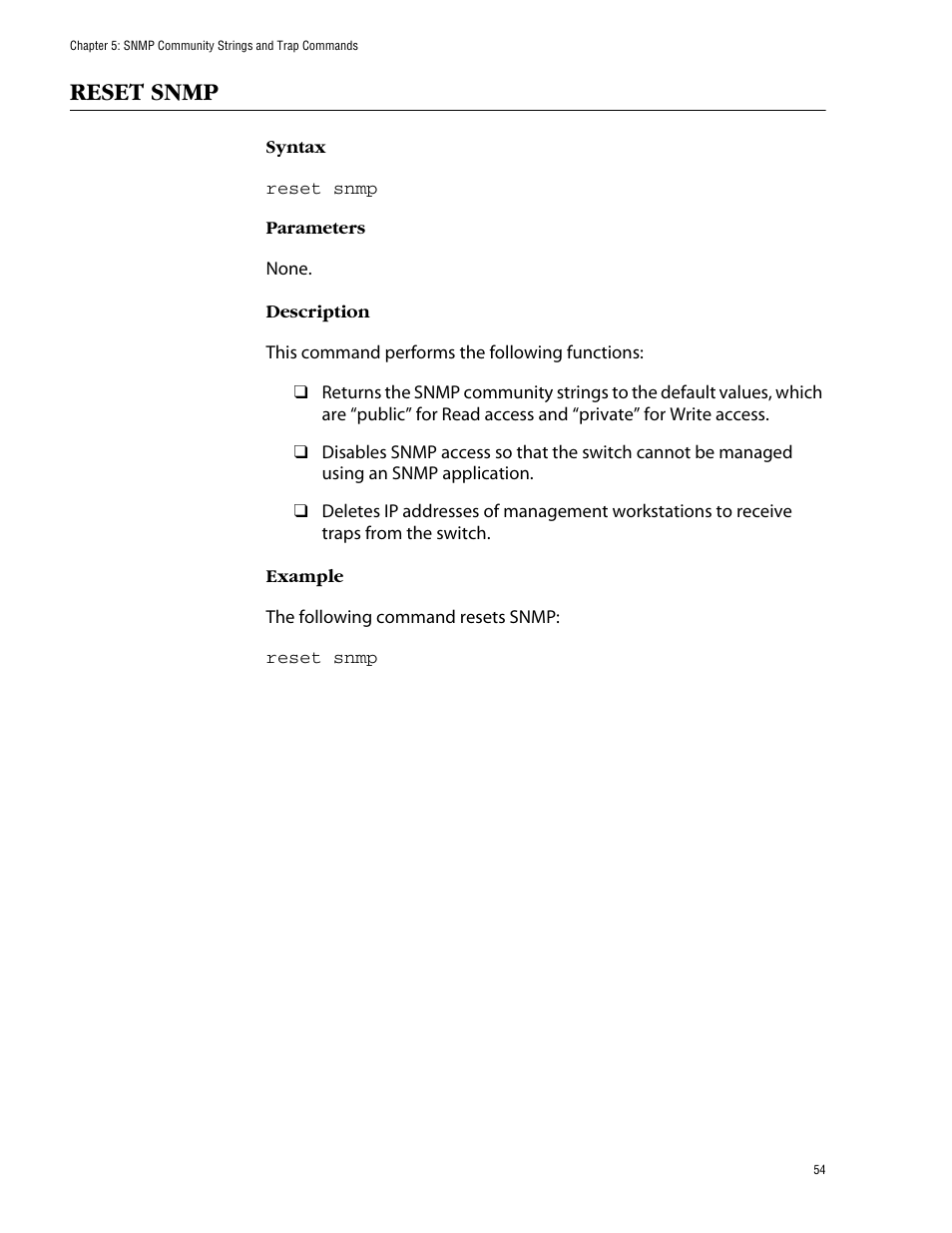 Reset snmp | Allied Telesis AT-S39 User Manual | Page 54 / 203