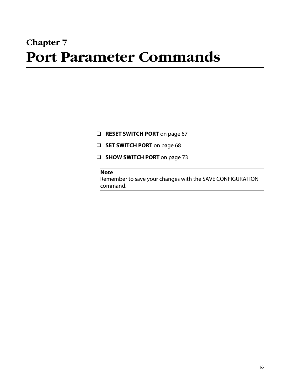 Chapter 7, Port parameter commands | Allied Telesis AT-S39 User Manual | Page 66 / 203