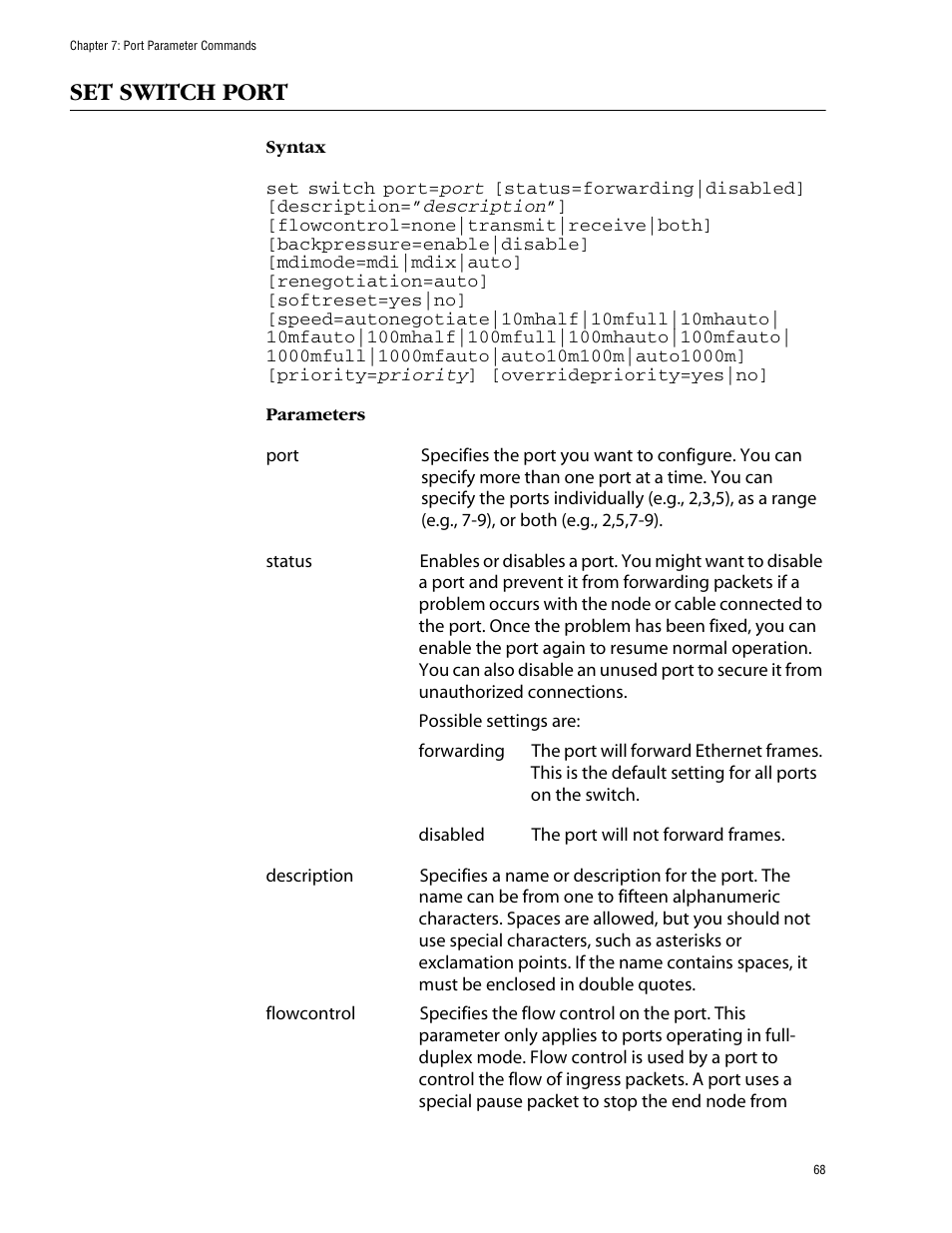 Set switch port | Allied Telesis AT-S39 User Manual | Page 68 / 203