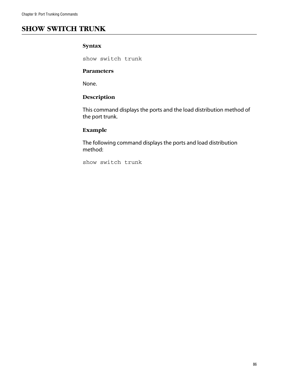 Show switch trunk | Allied Telesis AT-S39 User Manual | Page 86 / 203