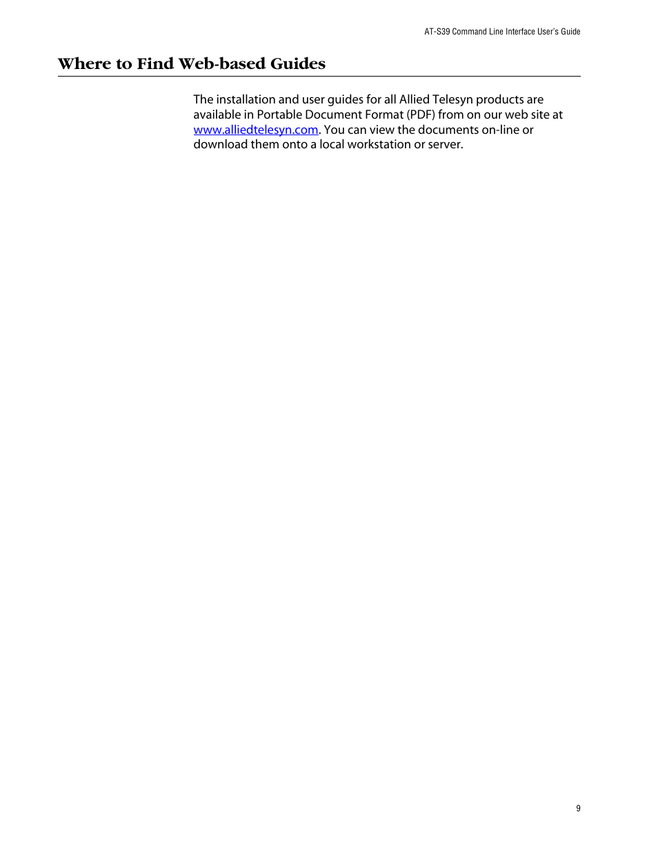 Where to find web-based guides | Allied Telesis AT-S39 User Manual | Page 9 / 203
