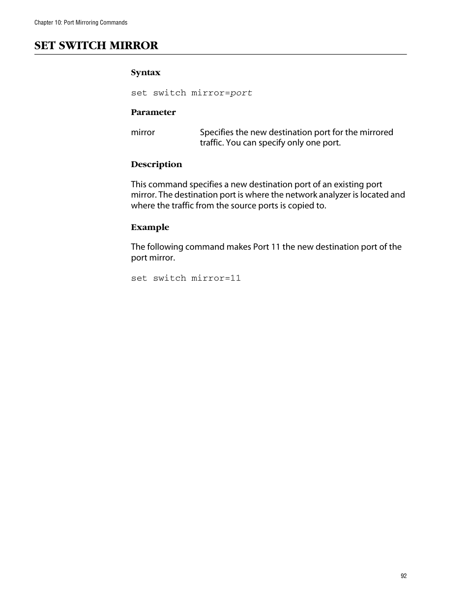 Set switch mirror | Allied Telesis AT-S39 User Manual | Page 92 / 203