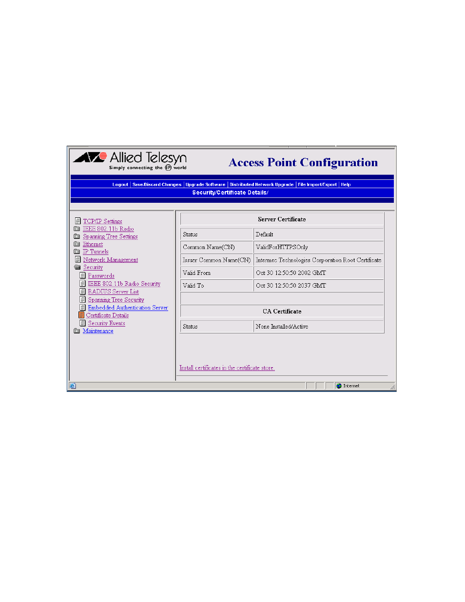 Installing and uninstalling certificates | Allied Telesis AT-WA7500 User Manual | Page 178 / 270