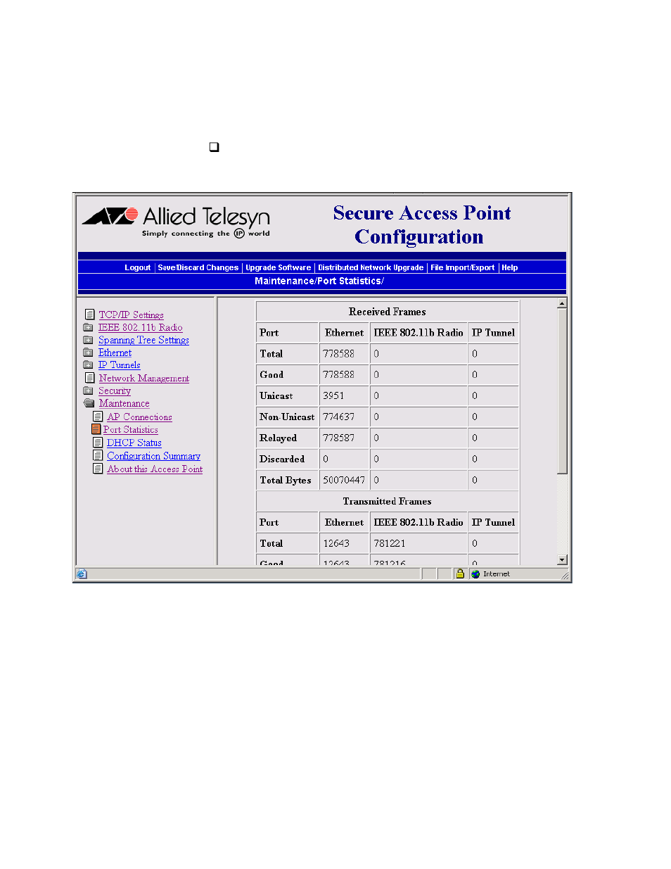 Viewing port statistics | Allied Telesis AT-WA7500 User Manual | Page 196 / 270