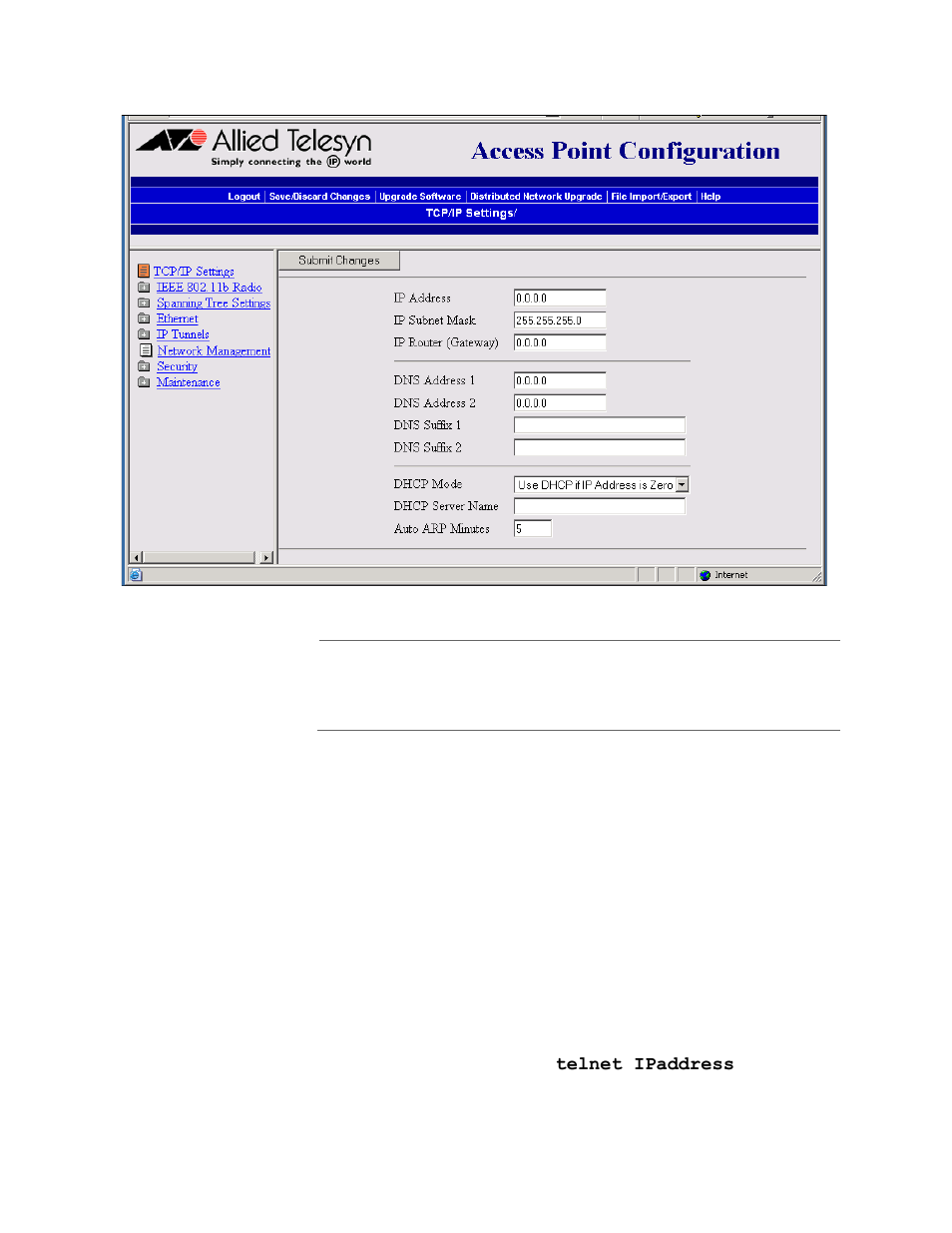 Using a telnet session | Allied Telesis AT-WA7500 User Manual | Page 39 / 270