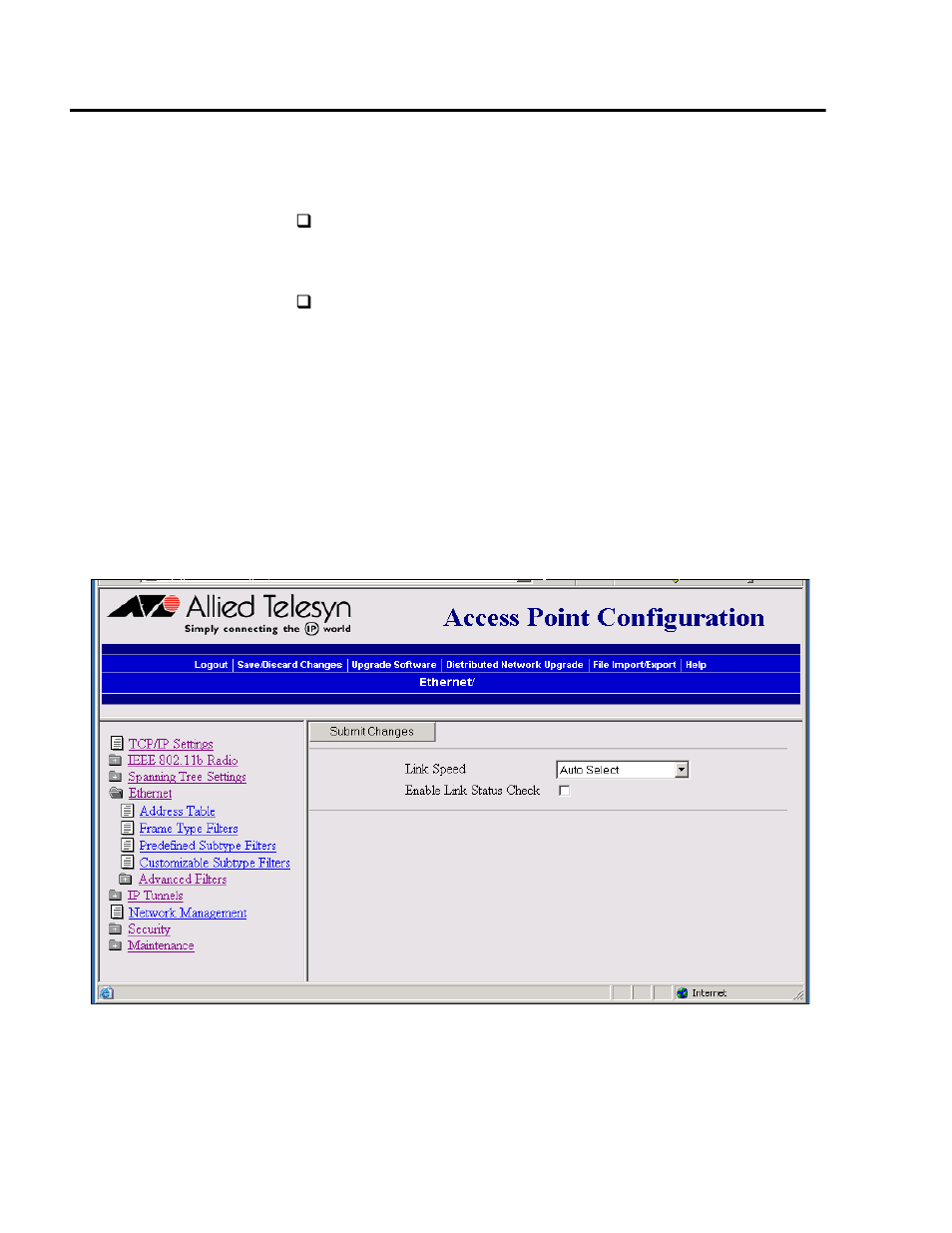 Configuring other ethernet settings | Allied Telesis AT-WA7500 User Manual | Page 62 / 270