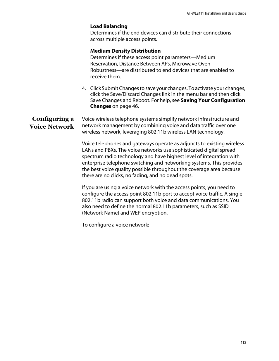 Configuring a voice network | Allied Telesis AT-WL2411 User Manual | Page 112 / 208