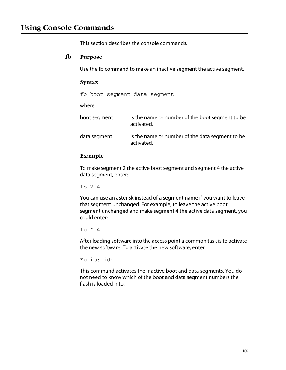 Using console commands | Allied Telesis AT-WL2411 User Manual | Page 165 / 208