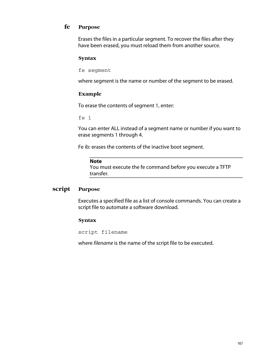 Script, Fe script | Allied Telesis AT-WL2411 User Manual | Page 167 / 208