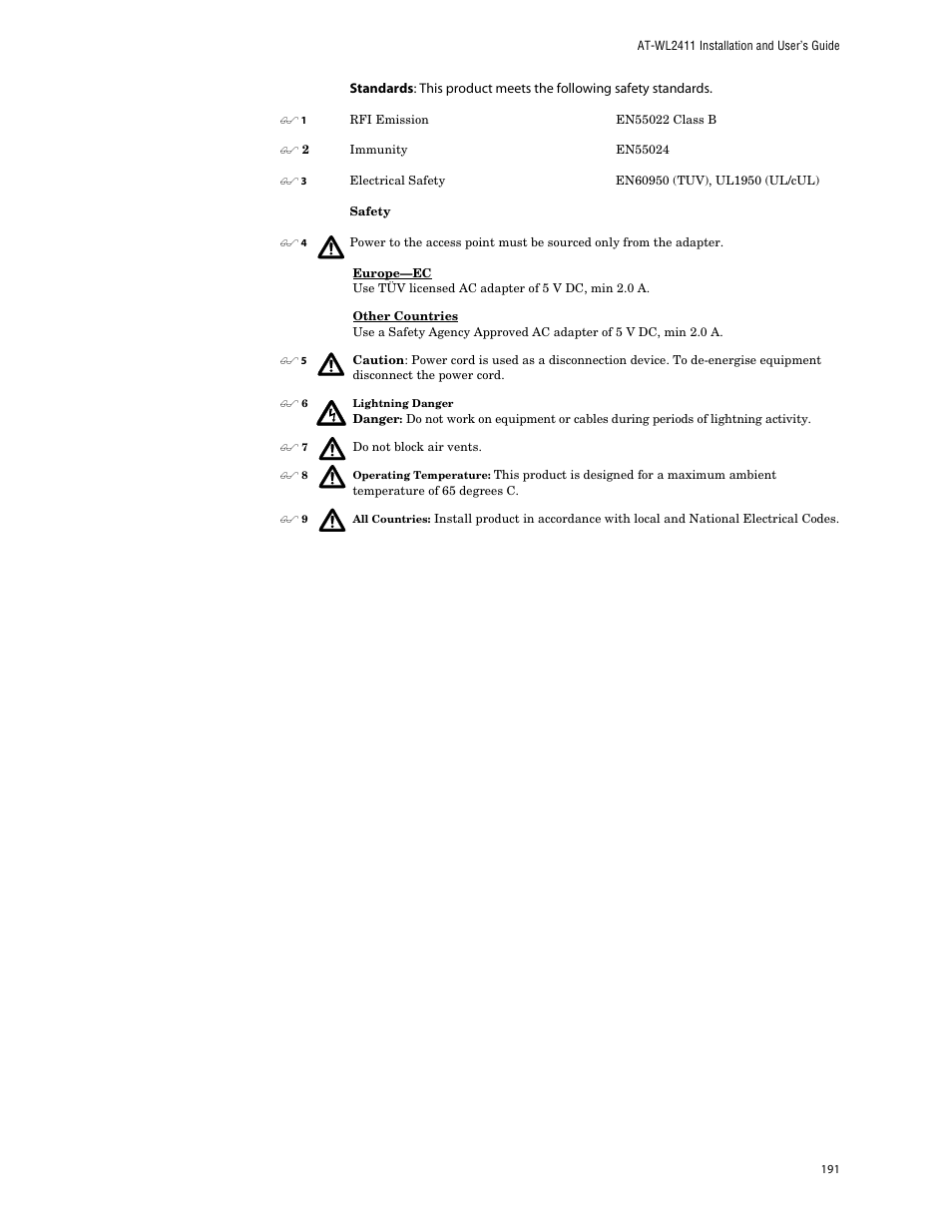 Allied Telesis AT-WL2411 User Manual | Page 191 / 208