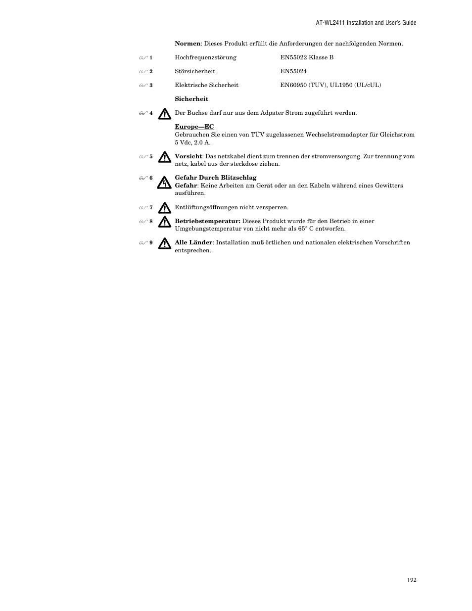 Allied Telesis AT-WL2411 User Manual | Page 192 / 208