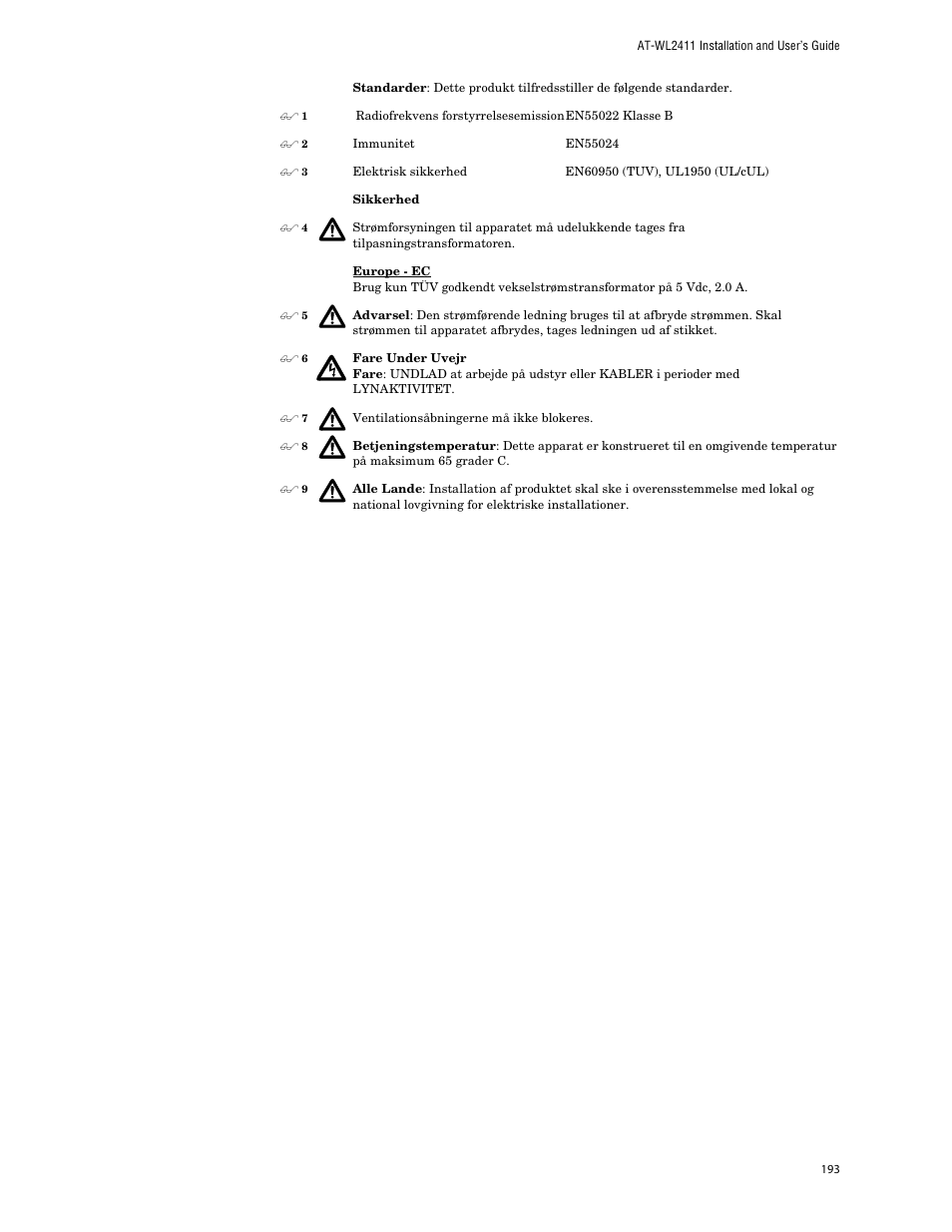 Allied Telesis AT-WL2411 User Manual | Page 193 / 208