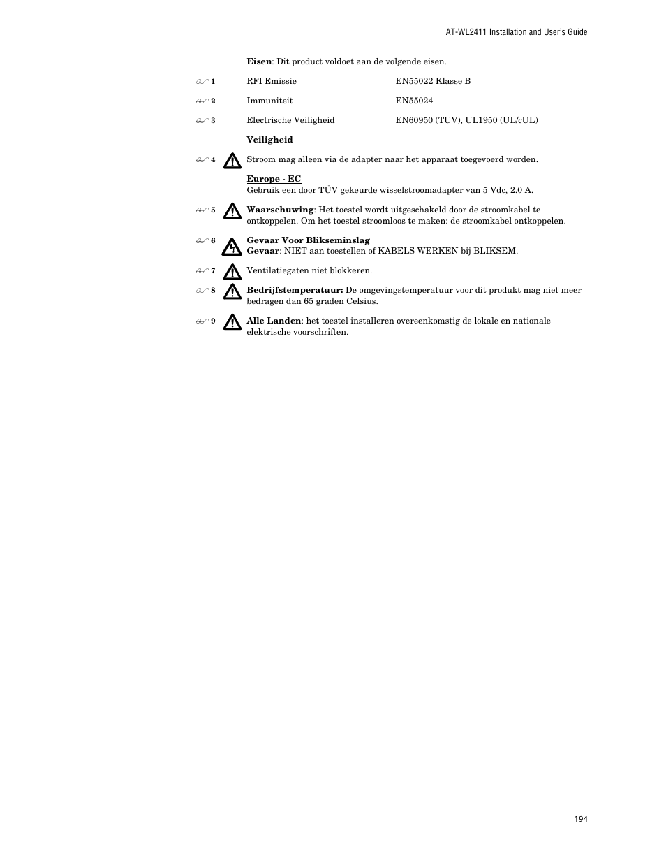 Allied Telesis AT-WL2411 User Manual | Page 194 / 208