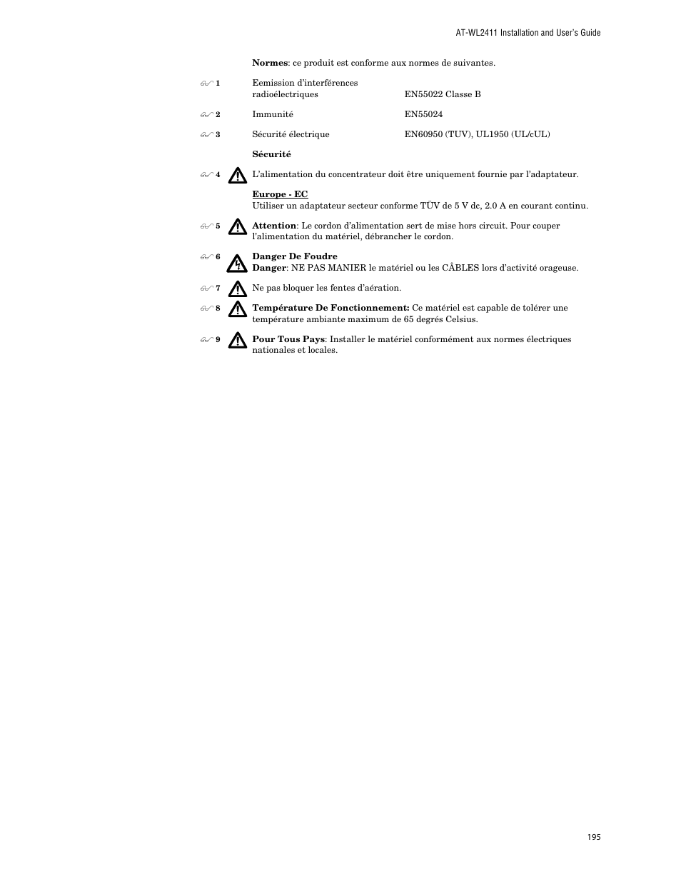Allied Telesis AT-WL2411 User Manual | Page 195 / 208