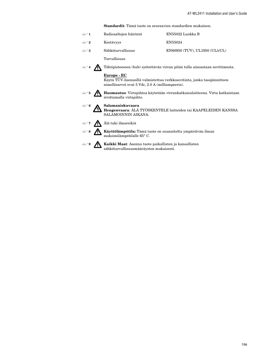 Allied Telesis AT-WL2411 User Manual | Page 196 / 208