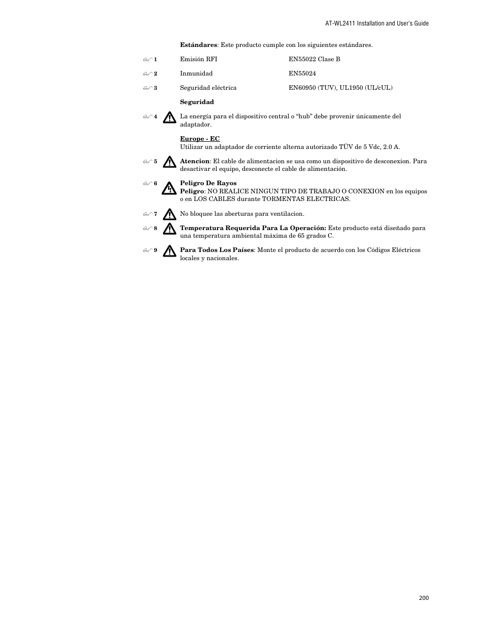 Allied Telesis AT-WL2411 User Manual | Page 200 / 208