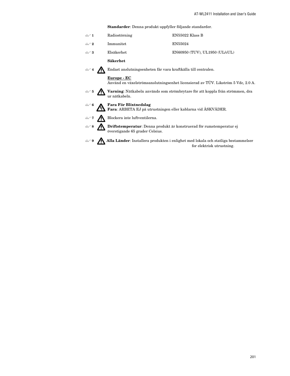Allied Telesis AT-WL2411 User Manual | Page 201 / 208