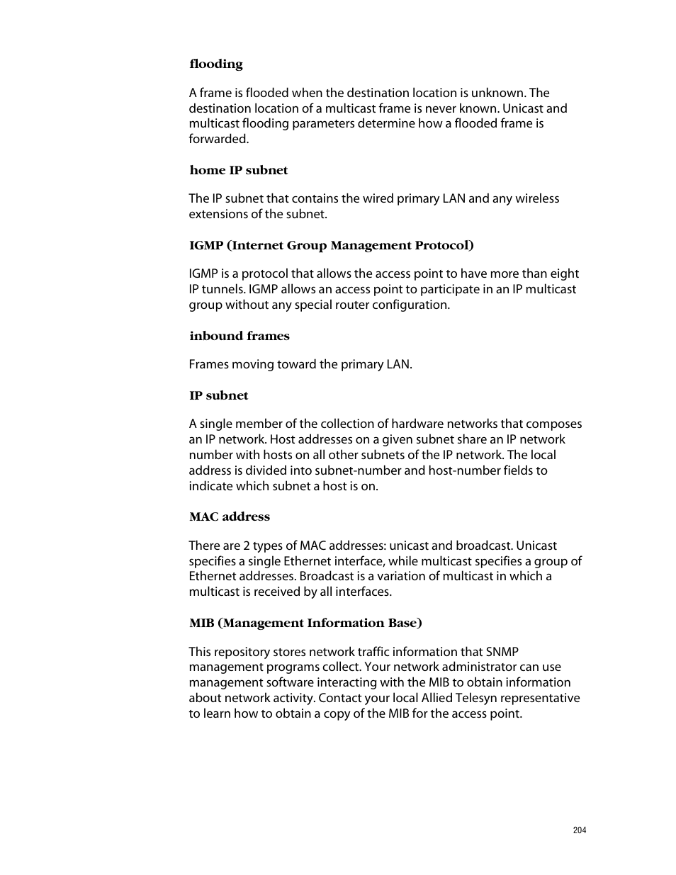 Allied Telesis AT-WL2411 User Manual | Page 204 / 208