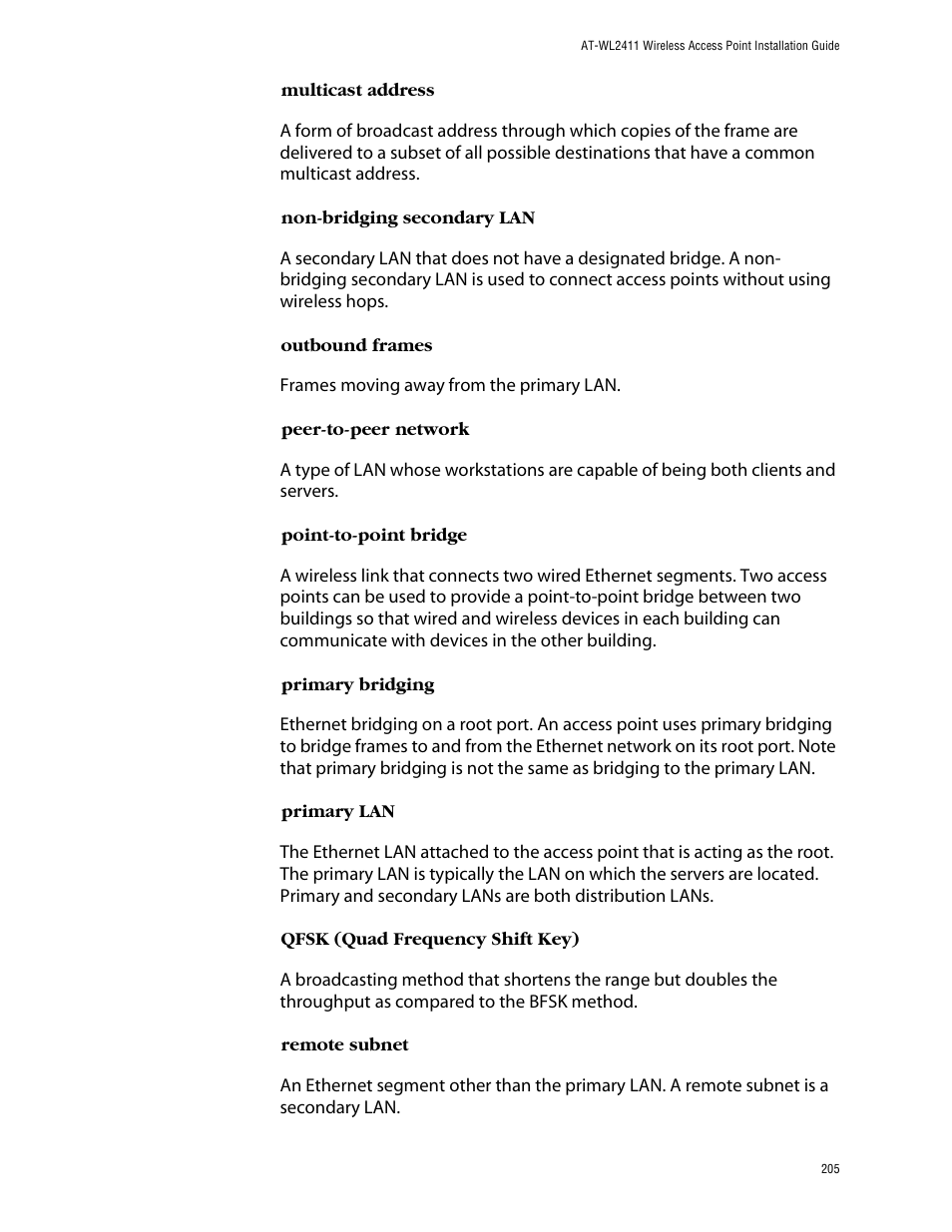 Allied Telesis AT-WL2411 User Manual | Page 205 / 208