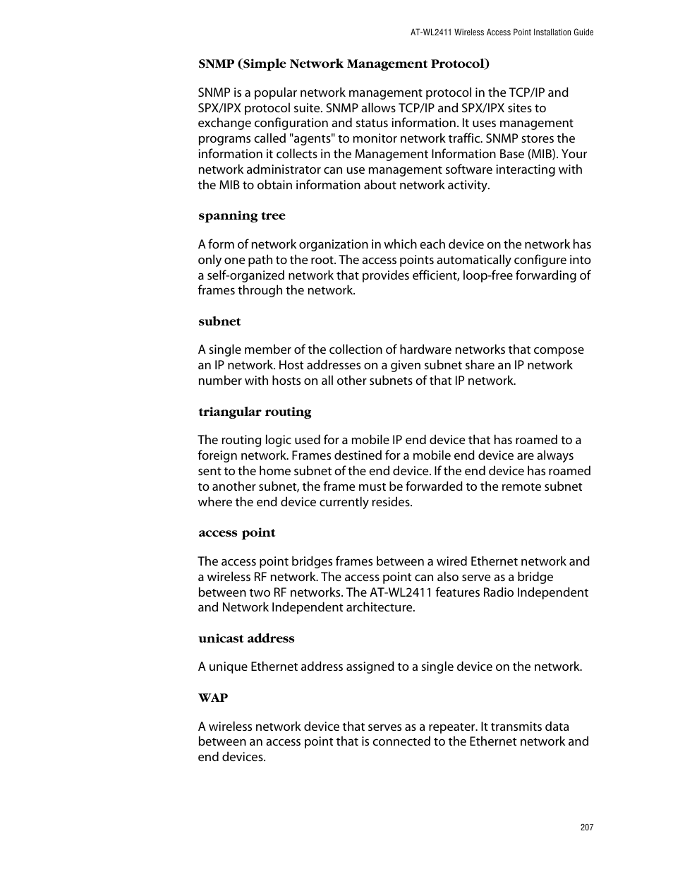 Allied Telesis AT-WL2411 User Manual | Page 207 / 208
