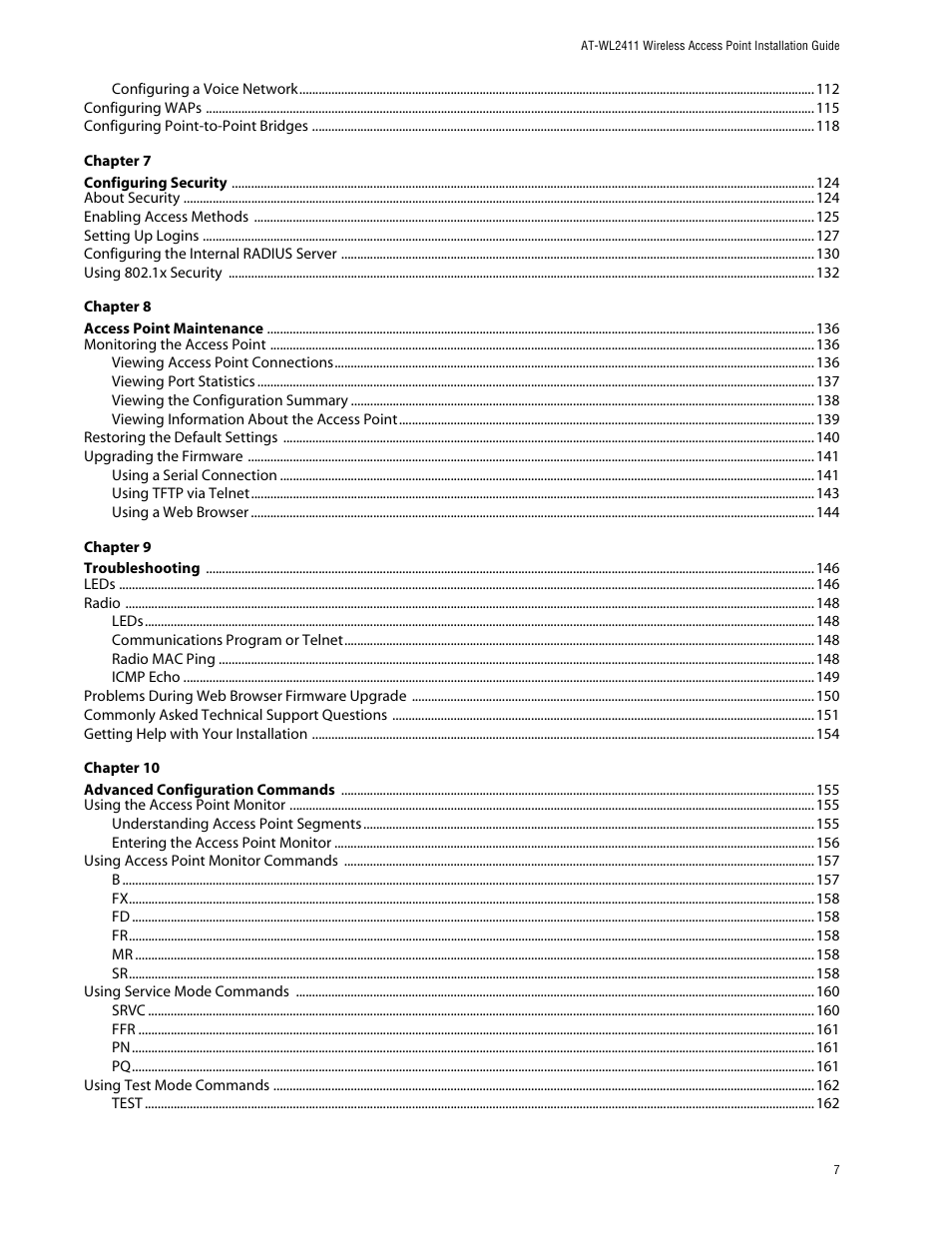 Allied Telesis AT-WL2411 User Manual | Page 7 / 208