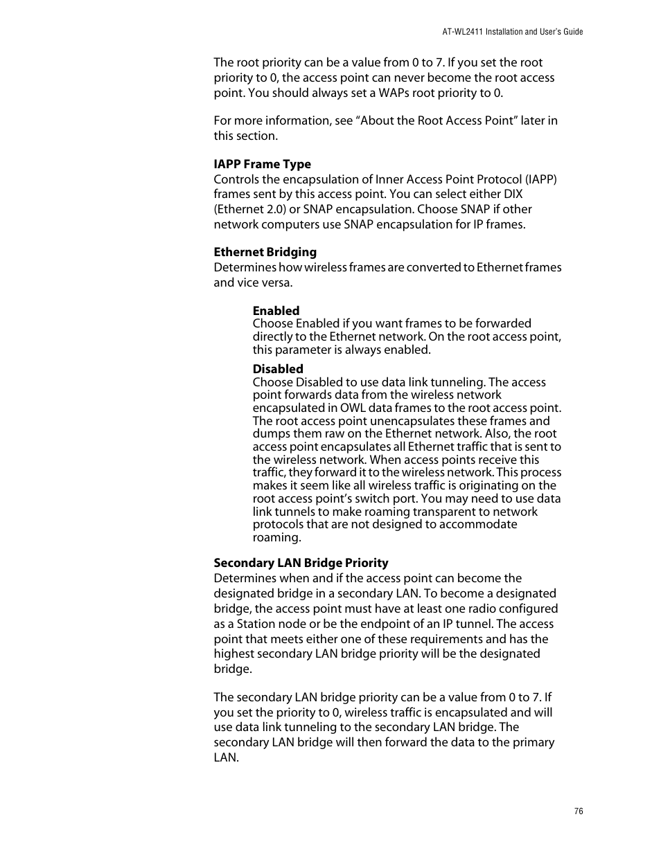 Allied Telesis AT-WL2411 User Manual | Page 76 / 208