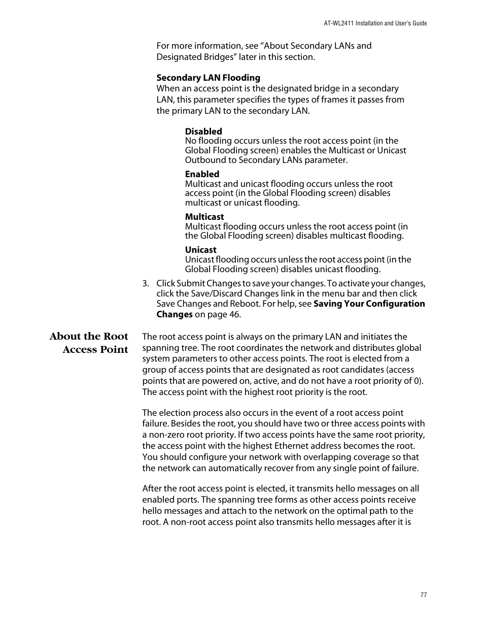 About the root access point | Allied Telesis AT-WL2411 User Manual | Page 77 / 208