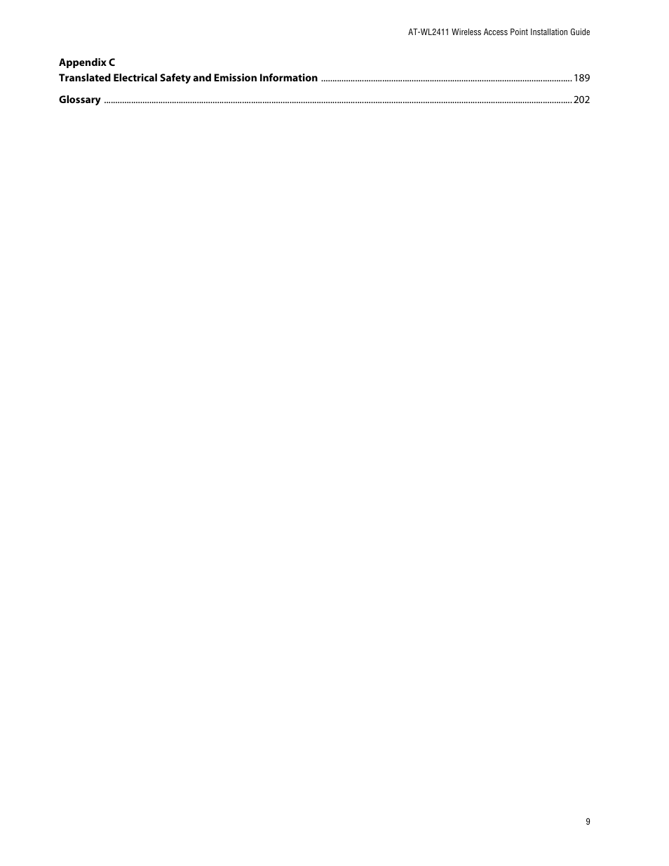 Allied Telesis AT-WL2411 User Manual | Page 9 / 208