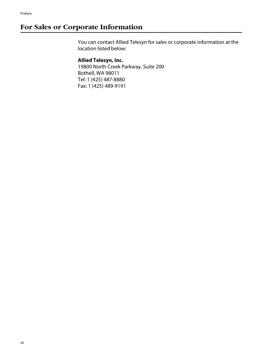 For sales or corporate information | Allied Telesis AT-GS924GB User Manual | Page 12 / 60