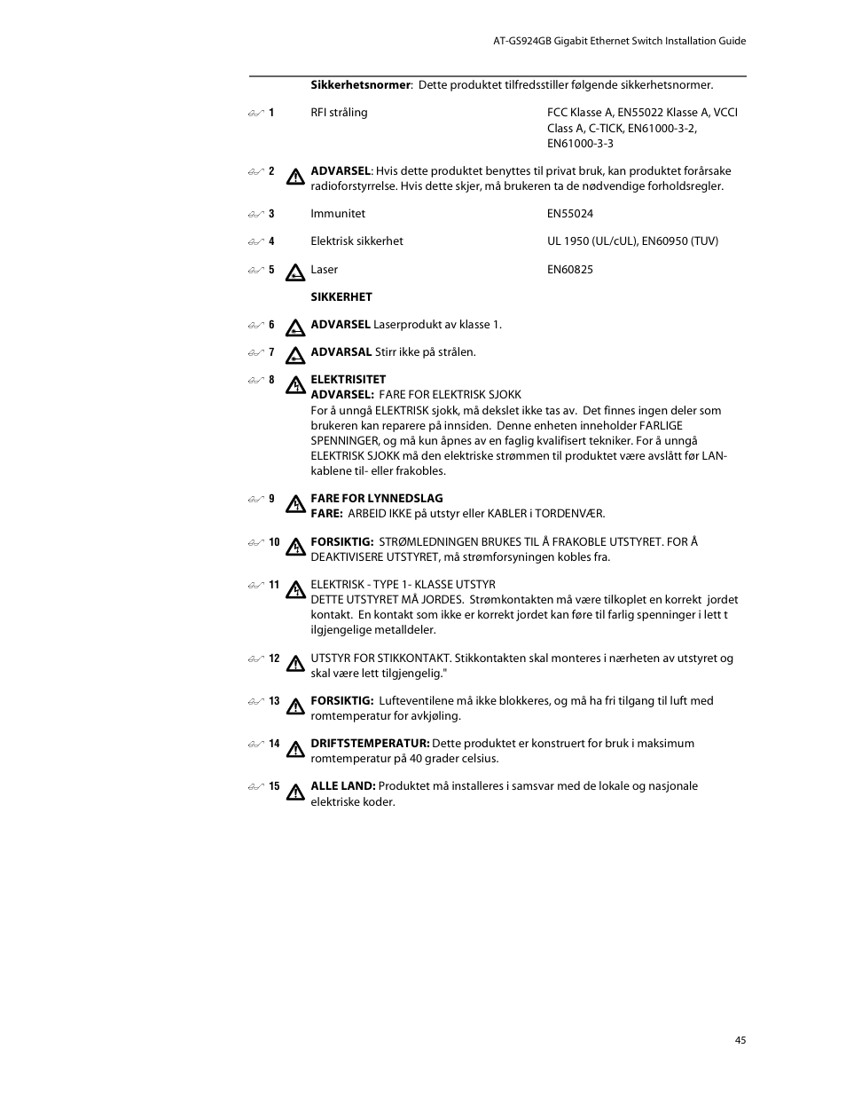 Allied Telesis AT-GS924GB User Manual | Page 57 / 60