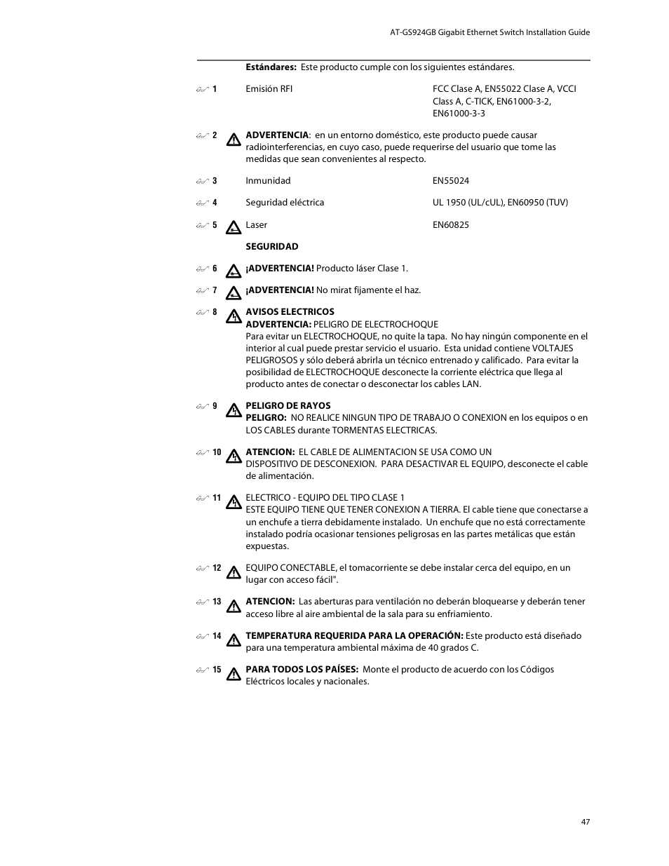 Allied Telesis AT-GS924GB User Manual | Page 59 / 60