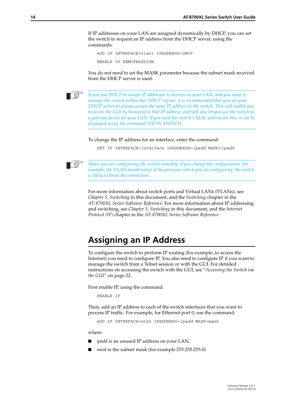 Assigning an ip address | Allied Telesis AT-8700XL Series Switch User Manual | Page 14 / 81