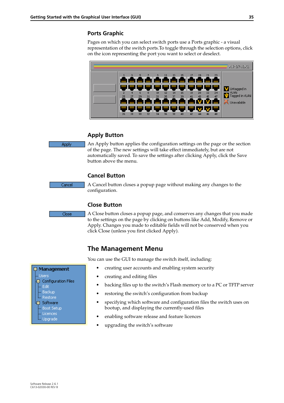 The management menu | Allied Telesis AT-8700XL Series Switch User Manual | Page 35 / 81