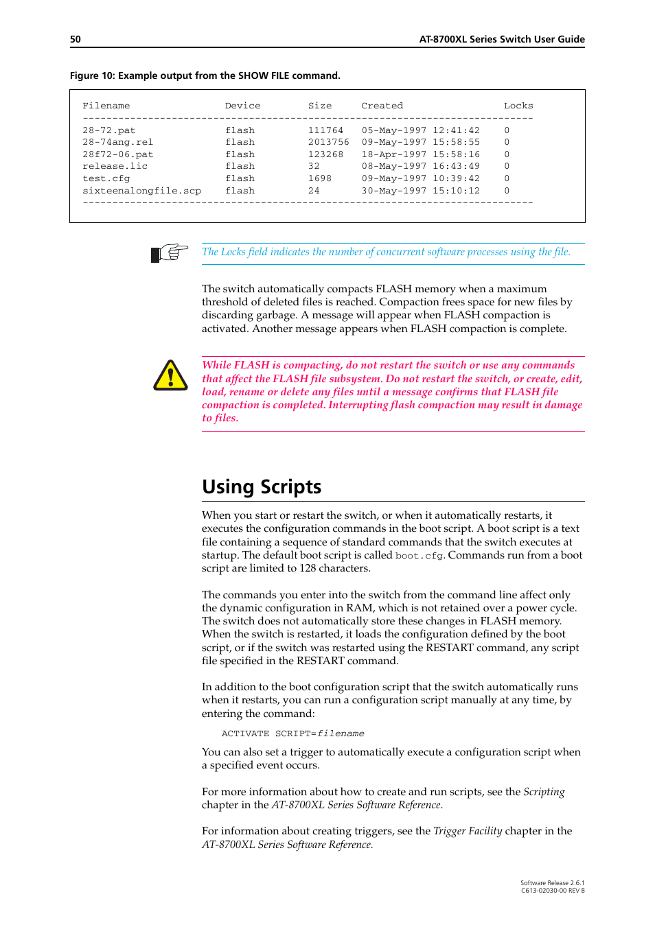 Using scripts | Allied Telesis AT-8700XL Series Switch User Manual | Page 50 / 81