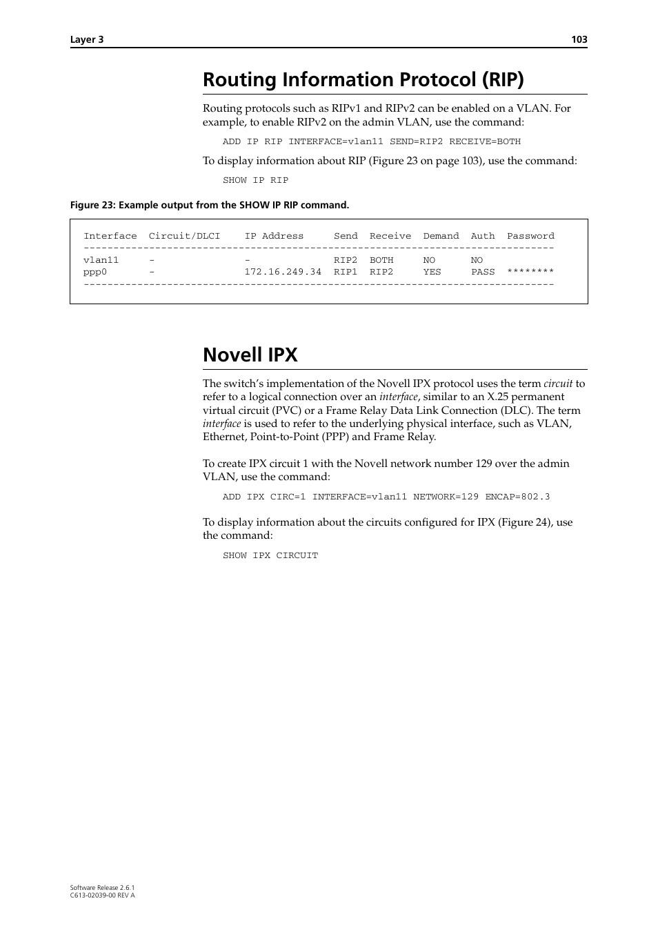Routing information protocol (rip), Novell ipx, Routing information protocol (rip) novell ipx | Allied Telesis AT-8800 Series Switch User Manual | Page 103 / 118