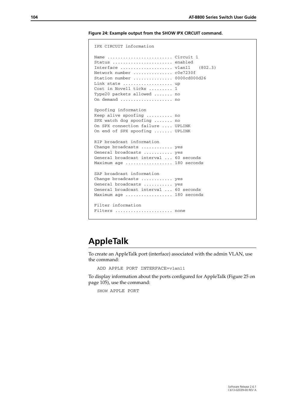 Appletalk | Allied Telesis AT-8800 Series Switch User Manual | Page 104 / 118