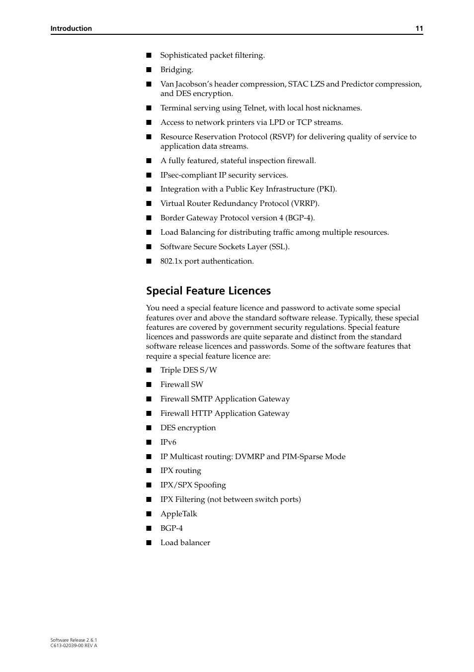 Special feature licences | Allied Telesis AT-8800 Series Switch User Manual | Page 11 / 118