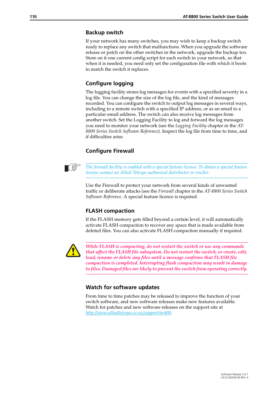 Allied Telesis AT-8800 Series Switch User Manual | Page 110 / 118