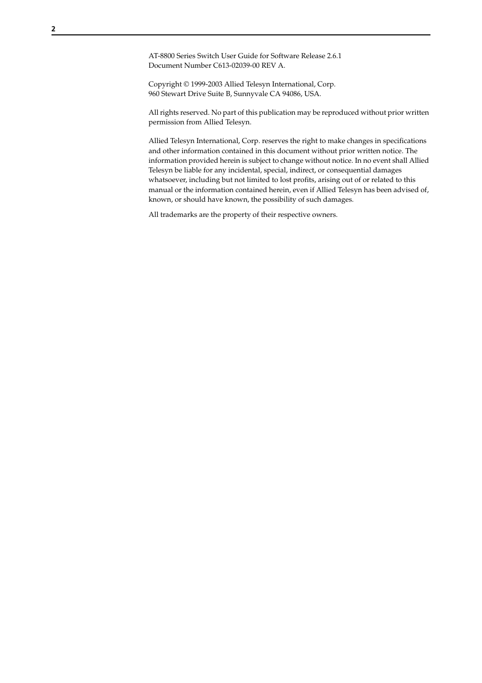 Allied Telesis AT-8800 Series Switch User Manual | Page 2 / 118